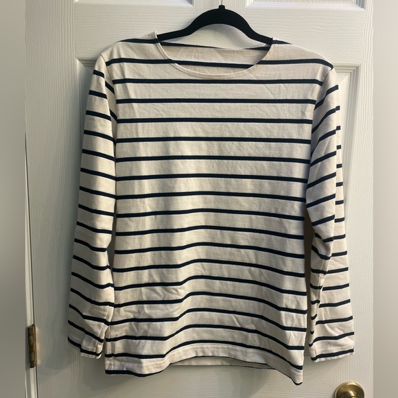 American Apparel Tops - American Apparel White and Navy Striped Long Sleeve Top
